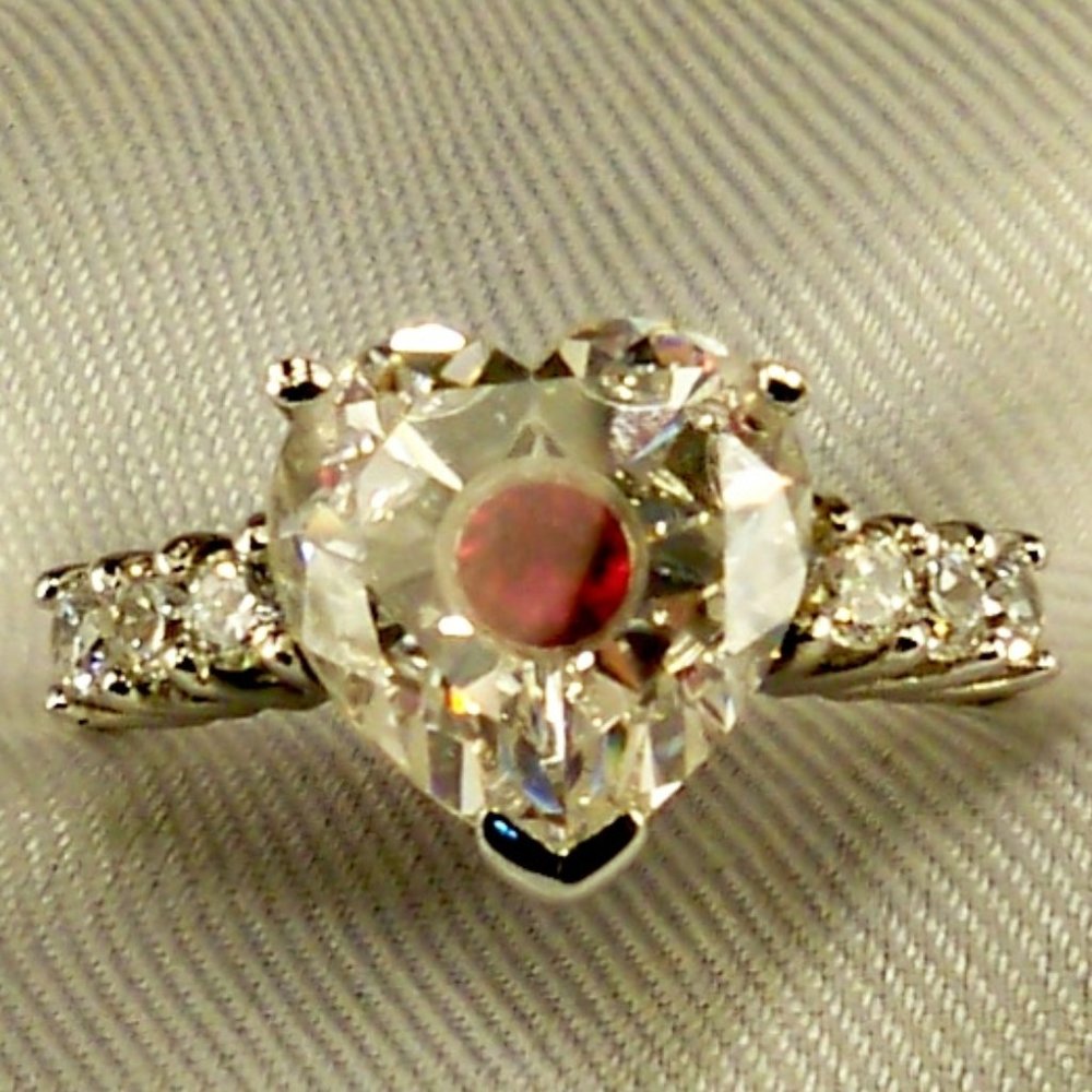 New Ruby Red Inside Heart Cubic Zirconias Silver … - image 4
